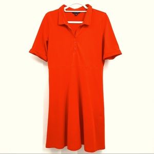 Lands' End Short Sleeve Polo Dress Size M 10-12 Orange